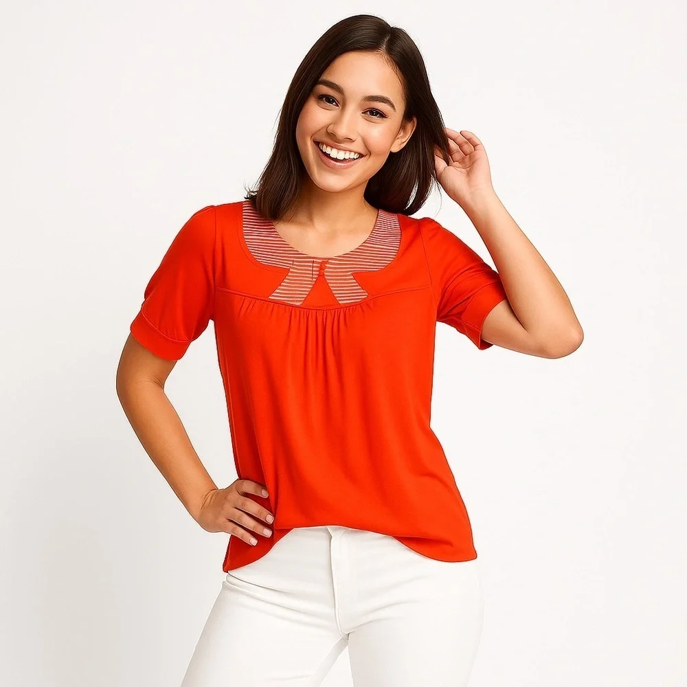 FOREVER 21 Adorable Orange/Red T-Shirt Size Small - Picture 1 of 10